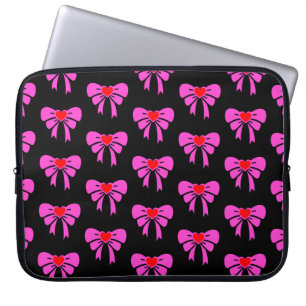 Housse Pour Ordinateur Portable Coquette Ruban Motif Rouge rose noir y2k Preppy