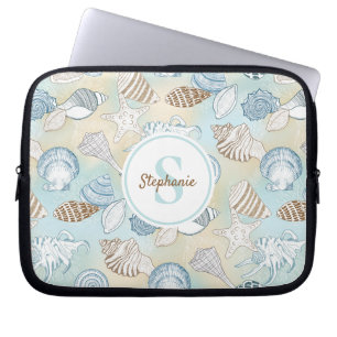Housse Pour Ordinateur Portable Coquillages Motifs Monogrammes
