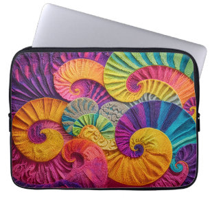 Housse Pour Ordinateur Portable Coquilles chromatiques : Mosaïque spirale vibrante