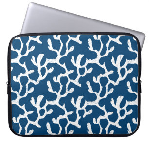 Housse Pour Ordinateur Portable Corail Abstrait bleu et blanc Motif répétitif