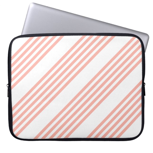 Housse Pour Ordinateur Portable Corail et blanc cinq bandes motif (Devant)