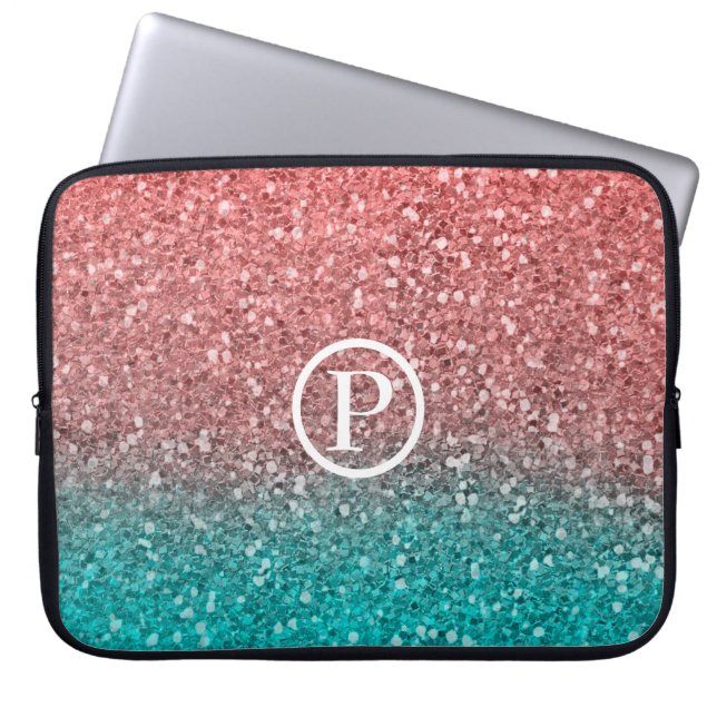 Housse Pour Ordinateur Portable Coral Melon Orange Turquoise Aqua Green Parties sc (Devant)