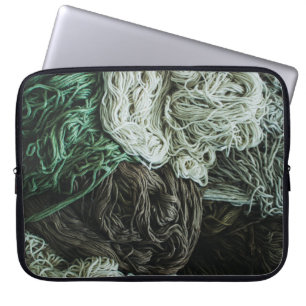 Housse Pour Ordinateur Portable Cordes blanches, grises et vertes