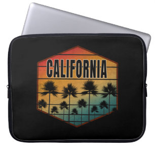 HOUSSE POUR ORDINATEUR PORTABLE COUCHER DE SOLEIL PALMIERS CALIFORNIE ÉTÉ