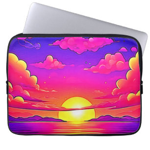 Housse Pour Ordinateur Portable Coucher de soleil rose et violet