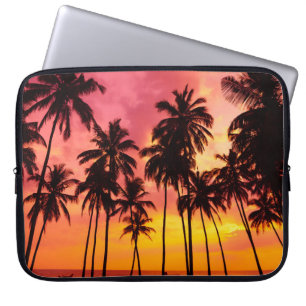 Housse Pour Ordinateur Portable Coucher de soleil tropical : Silhouette de palme s