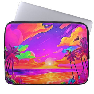 Housse Pour Ordinateur Portable Coucher de soleil tropical vibrant