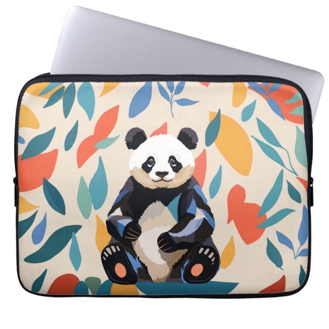 Housse Pour Ordinateur Portable Couleur assis Panda Ours Matisse Inspiré (Devant)