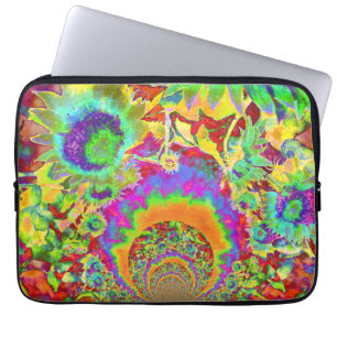 Housse Pour Ordinateur Portable Couleur d'eau abstraite de tournesol bleu
