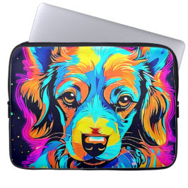 Housse Pour Ordinateur Portable Couleur électrique Pop Canine Art