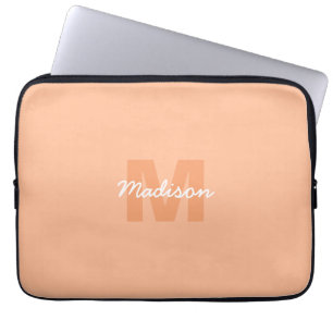 Housse Pour Ordinateur Portable Couleur pêche pastel cool avec nom de monogramme p