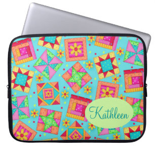 Housse Pour Ordinateur Portable Couleur turquoise Parking Bloc Quilt Personnalisé