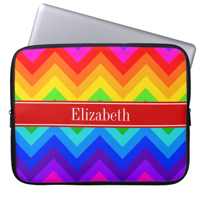 Housse Pour Ordinateur Portable Couleurs arc-en-ciel #2 LG Chevron Brt Nom rouge M (Devant)