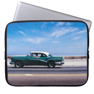Housse Pour Ordinateur Portable Coupe verte sur route asphaltée grise