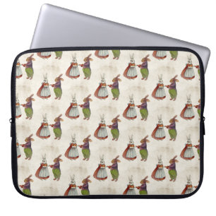 Housse Pour Ordinateur Portable Couple de lapin vintage en vêtements victoriens