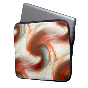 Housse Pour Ordinateur Portable Courbe S en texture beige huître et rouge ombragé