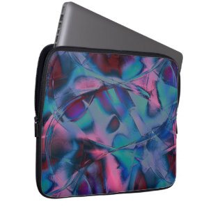 Housse Pour Ordinateur Portable Courbes désordonnées polies de teintes cyan à rose