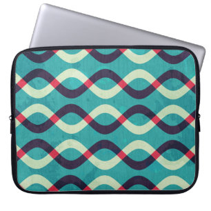 Housse Pour Ordinateur Portable Courbes rétro : Effet Motif Grunge.