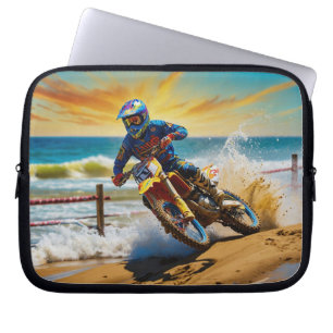 Housse Pour Ordinateur Portable Coureur de motocross à la course de plage