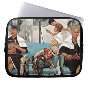 Housse Pour Ordinateur Portable Cowboy endormi dans le salon de beauté