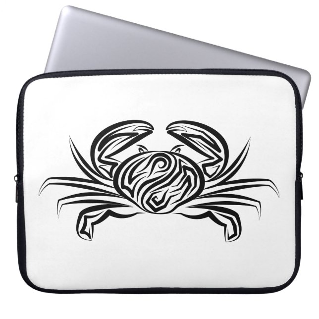 Housse Pour Ordinateur Portable Crabe tribal noir et blanc (Devant)