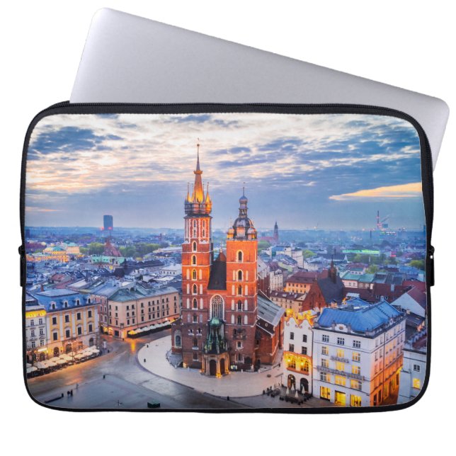 Housse Pour Ordinateur Portable Cracovie nuit en Pologne (Devant)
