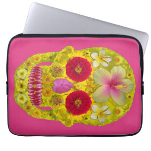 Housse Pour Ordinateur Portable Crâne de Fleur 8