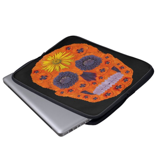 Housse Pour Ordinateur Portable Crâne de fleurs 1 (Devant bas)