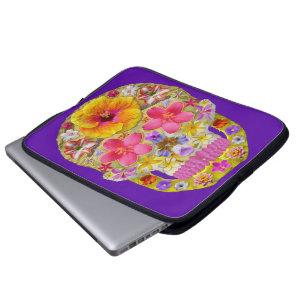 Housse Pour Ordinateur Portable Crâne de fleurs 4 - Tropical