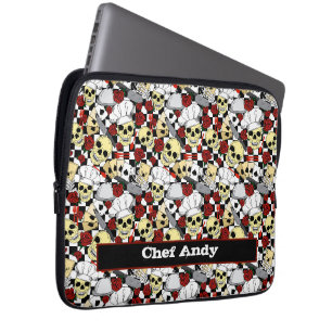 Housse Pour Ordinateur Portable Crânes cool en Casquettes chef avec Motif Roses ro