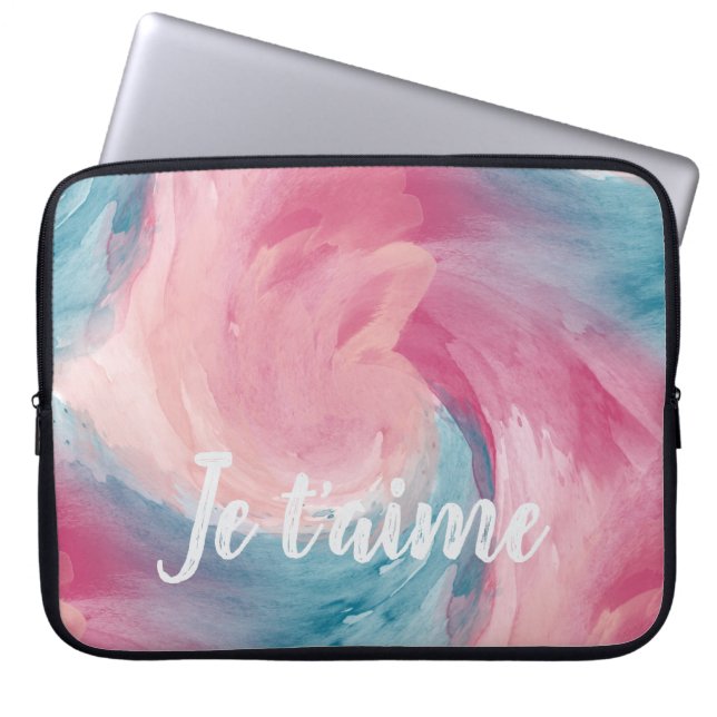 Housse Pour Ordinateur Portable Cravate-teinture rose et bleu Peinture d'aquarelle (Devant)