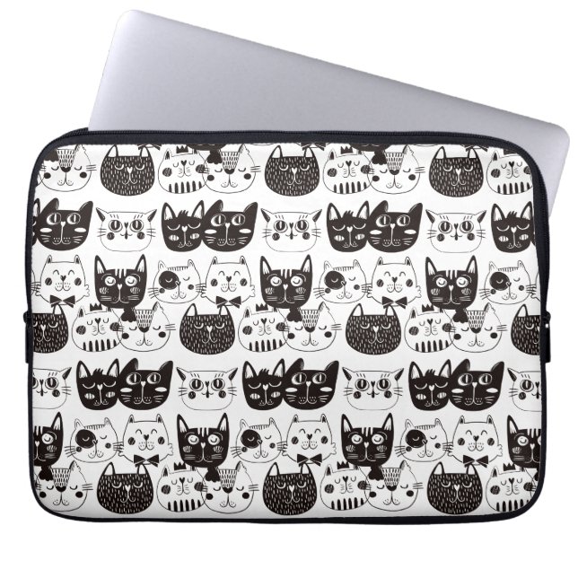 Housse Pour Ordinateur Portable Crazy Cat face Motif (Devant)