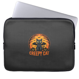 Housse Pour Ordinateur Portable Création graphique de chat effrayant Halloween cha