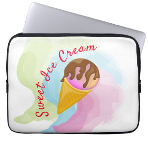 Housse Pour Ordinateur Portable Crème glacée douce colorée dans un cône