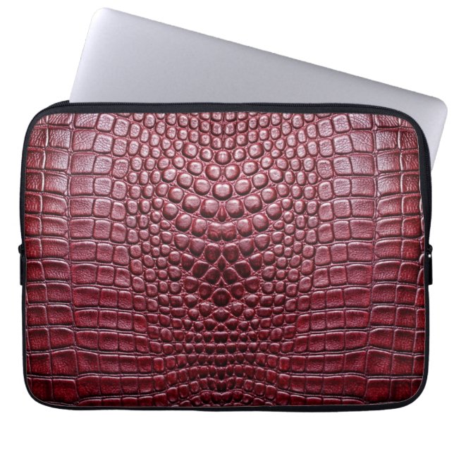 Housse Pour Ordinateur Portable Crocodile de Bourgogne Alligator Faux Cuir Imprime (Devant)