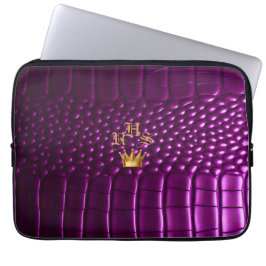Housse Pour Ordinateur Portable Crocodile Vivid violet Faux Monogramme