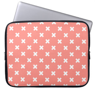 Housse Pour Ordinateur Portable Croix blanche sur pêche