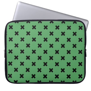Housse Pour Ordinateur Portable Croix noire sur le vert