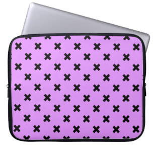 Housse Pour Ordinateur Portable Croix noire sur lilas