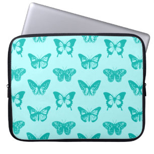 Housse Pour Ordinateur Portable Croquis papillon, aqua et turquoise