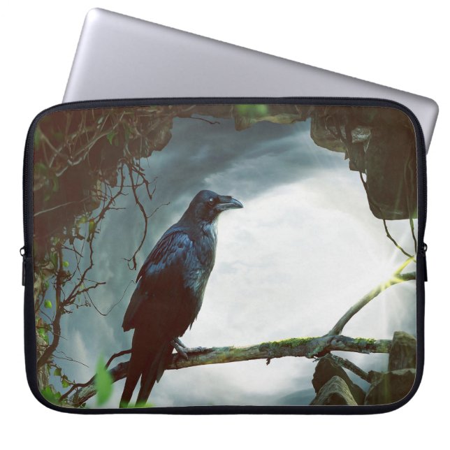 Housse Pour Ordinateur Portable Crow on Branch Laptop Sleeve (Devant)