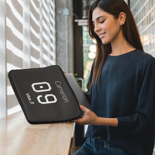 Housse Pour Ordinateur Portable Custom Minimalist American Athlete Monochromatic  (Créateur téléchargé)