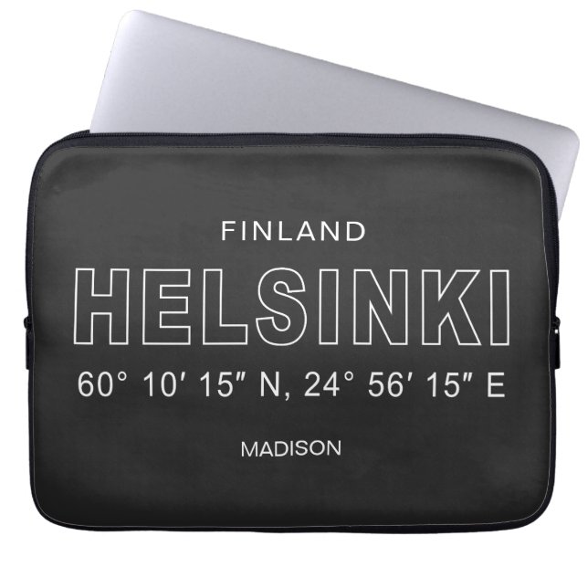 Housse Pour Ordinateur Portable Custom Name Helsinki Coordinates (Devant)