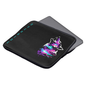 Housse Pour Ordinateur Portable Custom Name Override Glitch Wolf Cyberpunk Laptop 