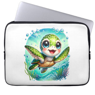 Housse Pour Ordinateur Portable Cute Baby Turtle nage dans l'océan