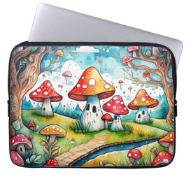 Housse Pour Ordinateur Portable Cute champignons feuille cottage design