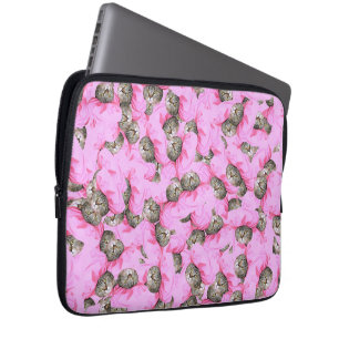 Housse Pour Ordinateur Portable Cute Chat dans un Motif Casquette rose Random
