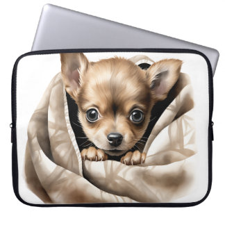 HOUSSE POUR ORDINATEUR PORTABLE CUTE CHIHUAHUA PUPPER EN BLANKET