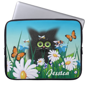 Housse Pour Ordinateur Portable Cute Fluffy Kitten dans le pré de Daisy