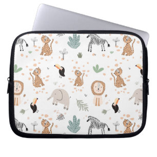 Housse Pour Ordinateur Portable Cute Jungle Rainforest Animaux Motif